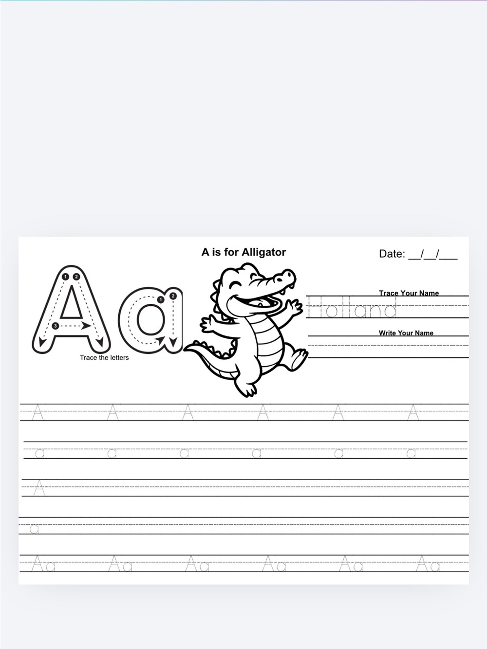 26 Alphabet Tracing Personalized Worksheets 24 Crayons & EmptyPencil Box